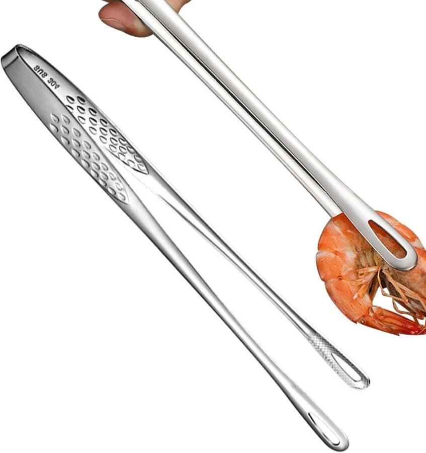 Grill Tang Keukentang Klem Barbecue En Grillen Voedselveilig Roestvrij Staal 27.9 cm Zilver