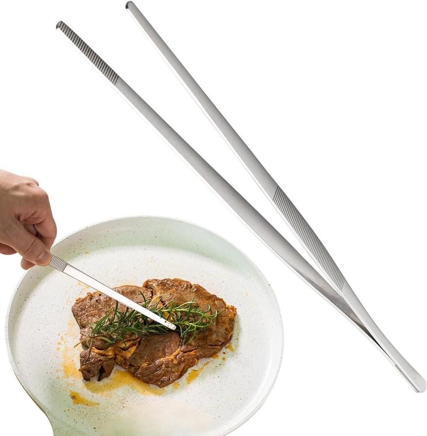 Grill Tang Voedseltang Kooktang Barbecue Keuken Antislip Textuur 30.5 cm Zilver