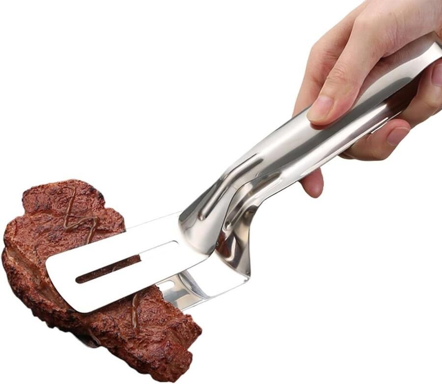 Grill Tang Spatel Keuken Tang Barbecue Tang Eten Omdraaien Roestvrij Staal 30 cm Zilver