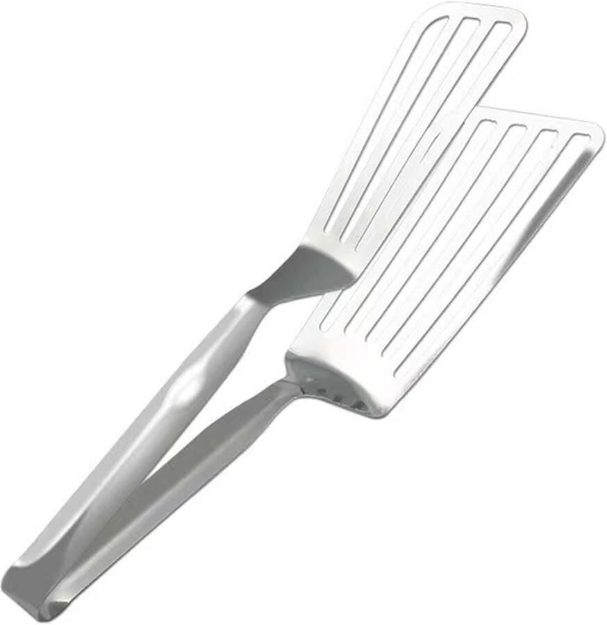 Grill tang Vis draaier spatel Hele vis keren Sleufontwerp vet afvoer 305 cm Zilver