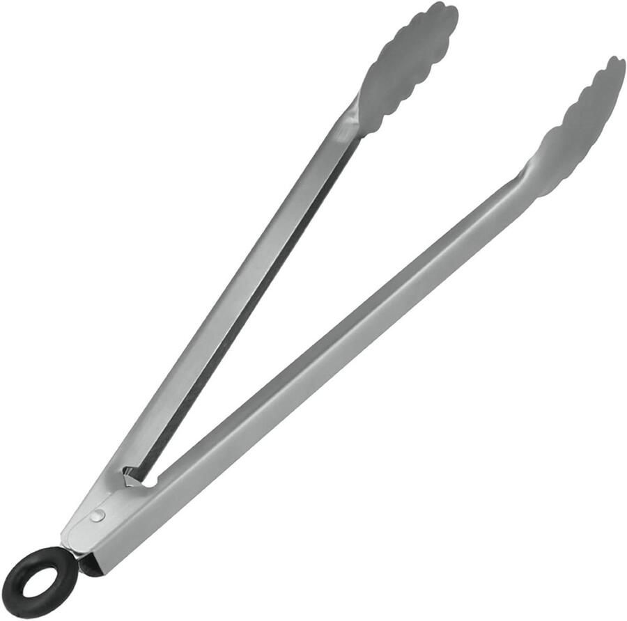 Grill Tangen Barbecue Tangen Keuken Serveren en Omdraaien Eén Hand Bediening 30 cm Zilver