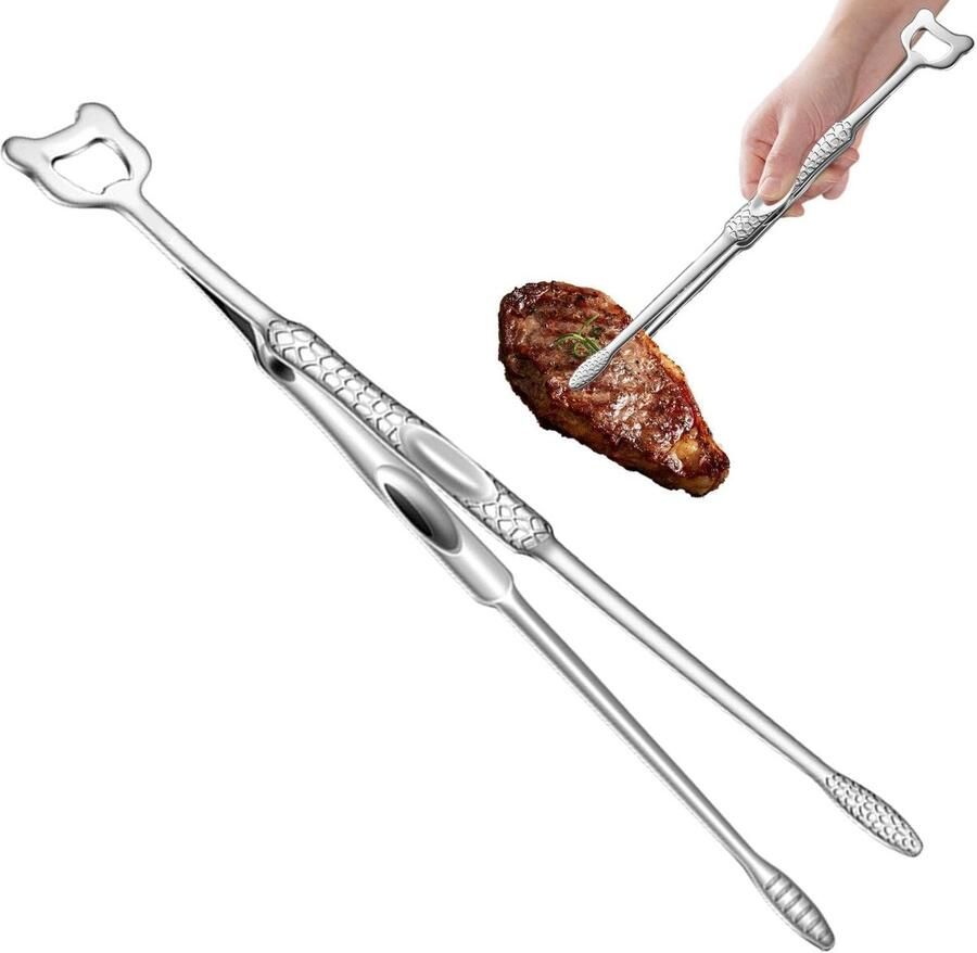 Grill Tangen BBQ Tangen Kooktang Eten Grillen Hittebestendig Antiaanbaklaag 325 cm Zilver
