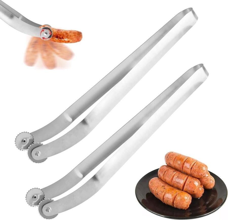 Grill Tangen Keuken Gereedschap Koken en Grillen Set van Twee 38 cm Zilverkleurig