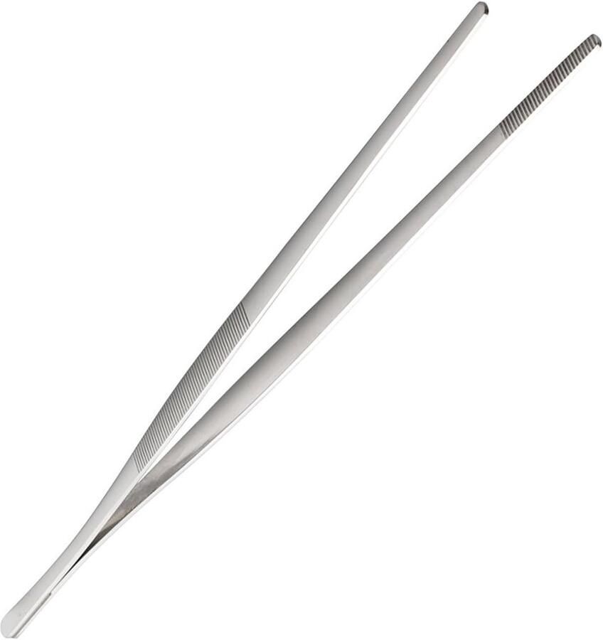 Grill Tangen Keukentang BBQ Tang Eten Bereiden Anti-slip Textuur 30.5 cm Zilver