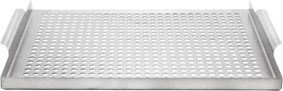 Grill Topper Bakplaat BBQ Kookplaat Buiten Koken Met Drainage Gaten 35 x 38 cm Zilver