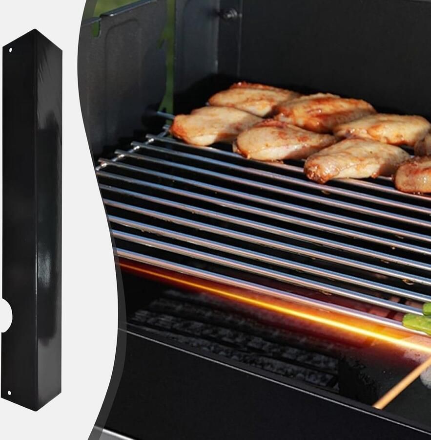 Grill Vervangingsplaten Hitteschild RVS Outdoor Koken Gelijkmatige Verhitting 46 x 16 cm Zwart