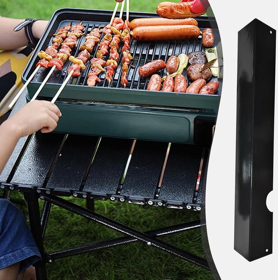 Grill Vervangingsplaten Hitteschild Vlamverdeler Buiten Koken Roestvrij Staal 46 x 16 x 16 cm Zwart - Foto 2