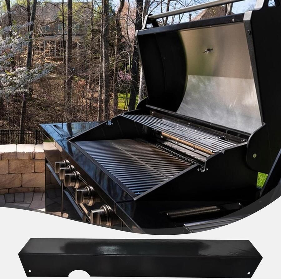 Grill Vervangingsplaten Hitteschild Vlamverdeler Buiten Koken Roestvrij Staal 46 x 16 x 16 cm Zwart