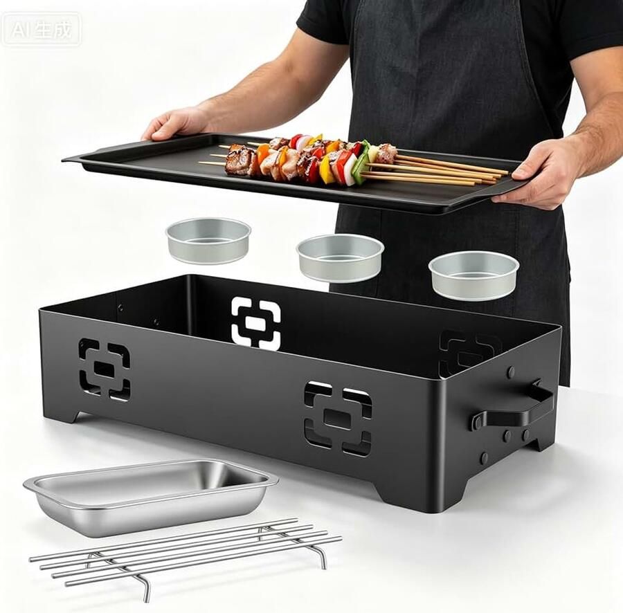 Grill-verwarmingsplaat met antiaanbaklaag voedselverwarmer voor grillen en eten met kaars warmhoudplaat voor outdoor tuin en camping
