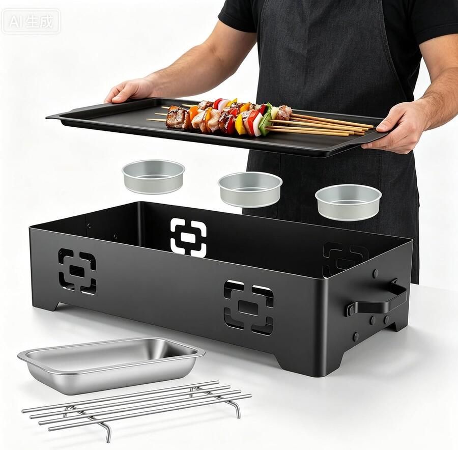 Grill-verwarmingsplaat met antiaanbaklaag voedselverwarmer voor grillen en eten met kaars warmhoudplaat voor outdoor tuin en camping