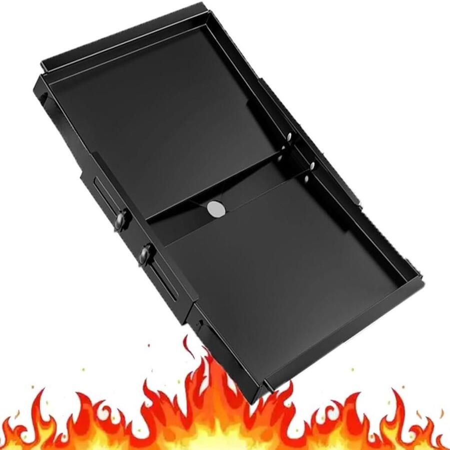 Grill Vetbak Lekpan Opvangbak Schoon Grillen Verstelbare Breedte 24-30 Inch Zilver