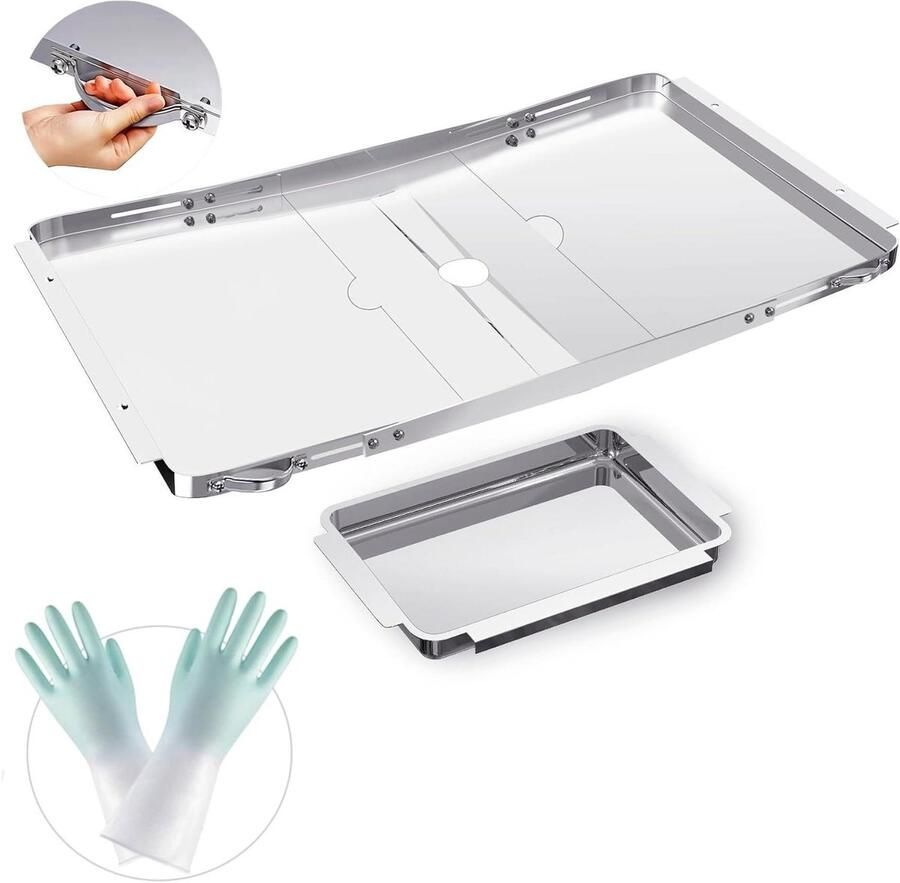 Grill Vetbak Vervanging Druppelpan Grill Schoonhouden Universeel Verstelbaar 25-34 inch Zilver