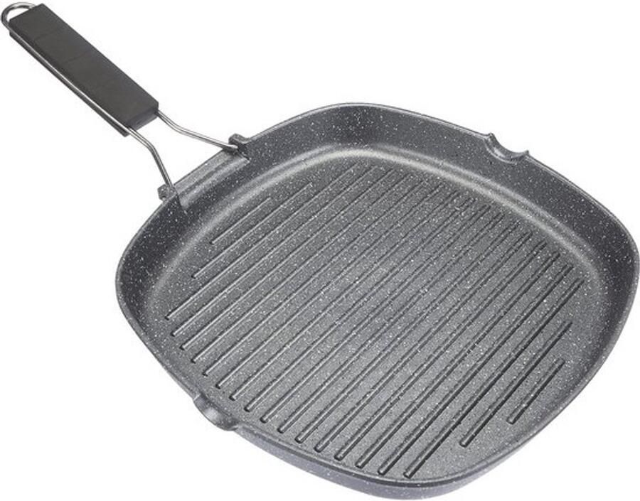 Grill Vierkant 28 x 28 cm met Opklapbare Handgreep van Aluminium