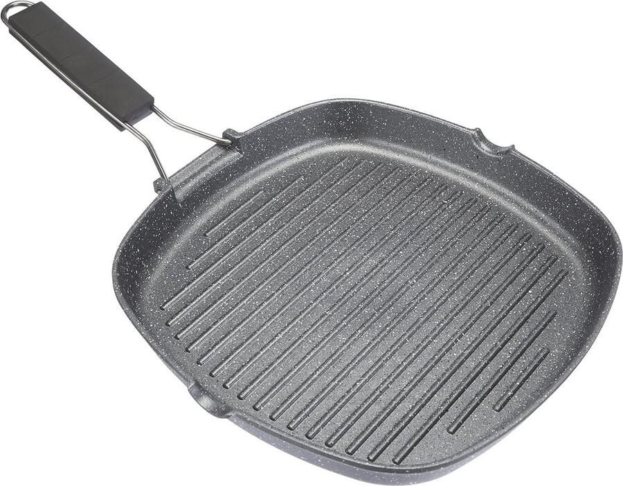 Grill Vierkant 28 x 28 cm met Opklapbare Handgreep van Aluminium