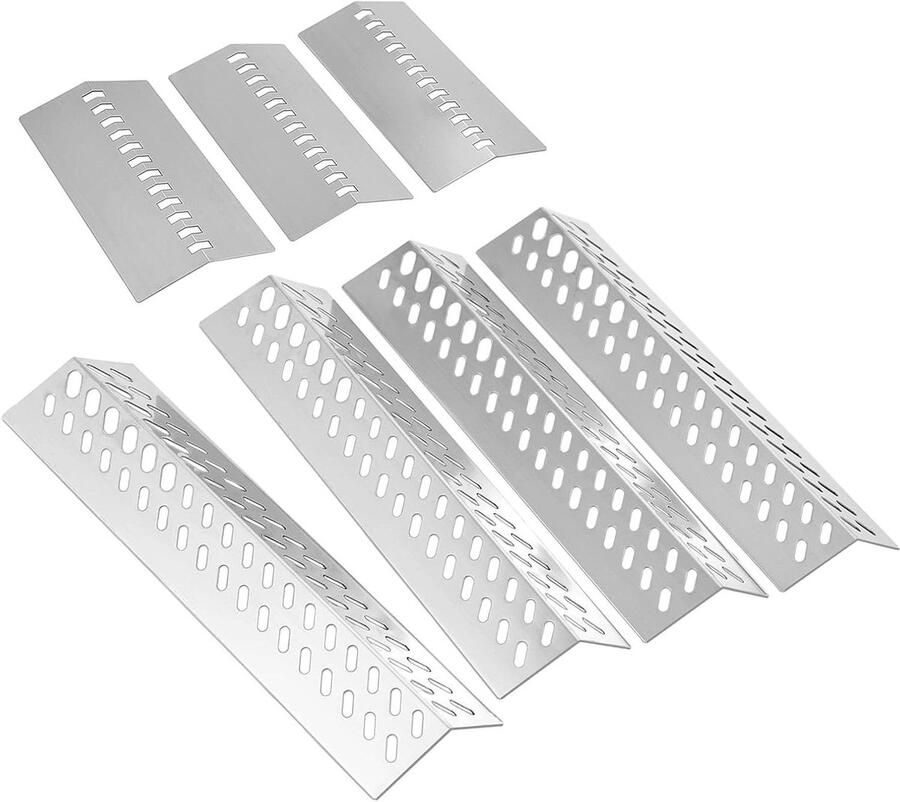 Grill Vlamverdeler Hitteplaat Grill Barbecue Onderhoud Gelijkmatige Warmteverdeling 4 stuks 44.8cm x 18.1cm Zilver