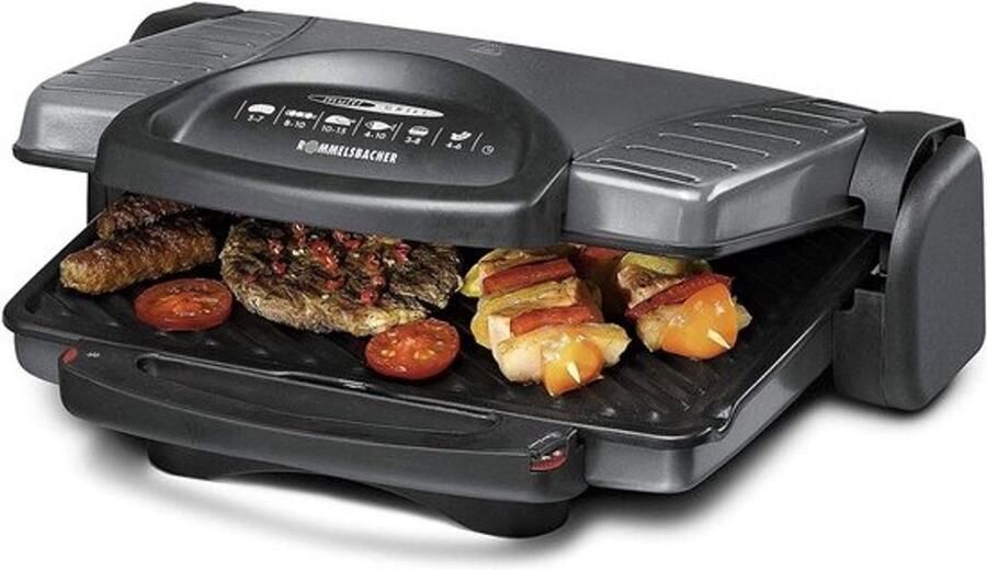Grill voor contact Bakplaat voor tafelgrill Gezond grillen Instelbare standen 33 x 24 cm Grijs