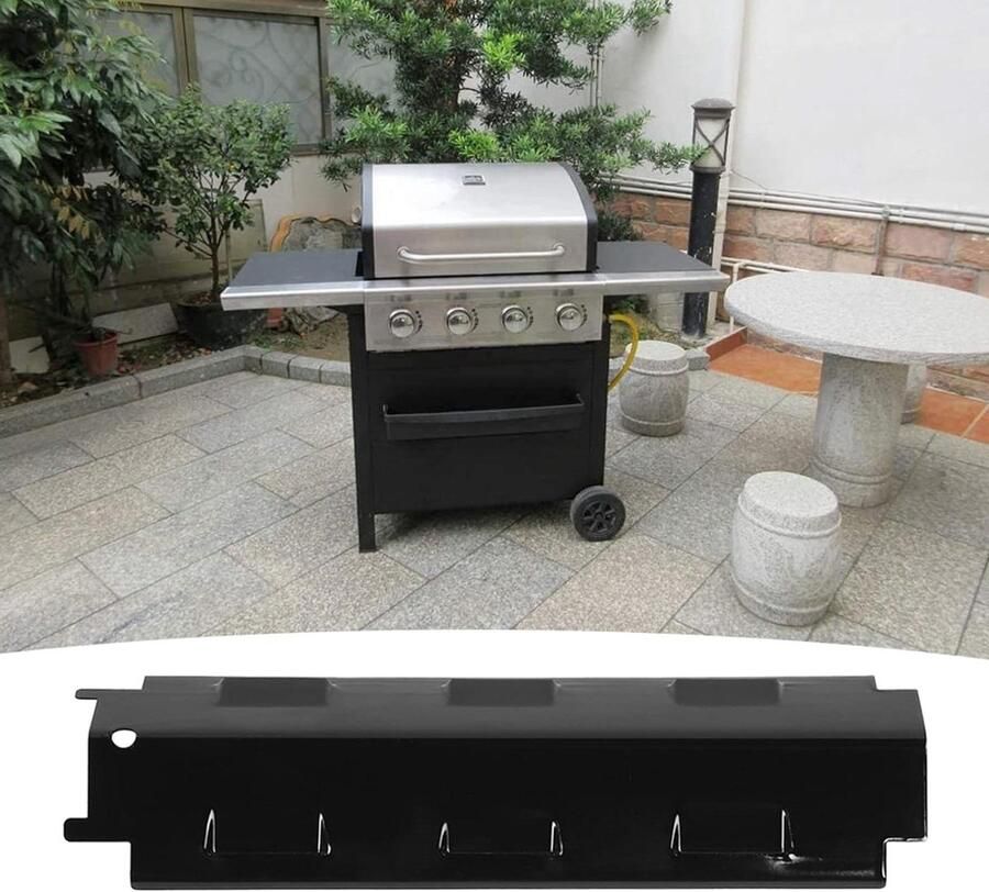 Grill Warmteplaten Hitteschilden Barbecue Onderhoud Gelijkmatige Verwarming 4 Stuks 37cm Zwart