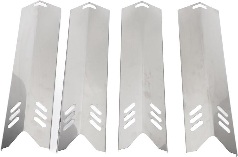 Grill-warmteplaten RVS BBQ-ovenbranderafdekkingen Gasgrilldeflector voor buiten koken Camping 4-delige set 38 cm x 9 5 cm