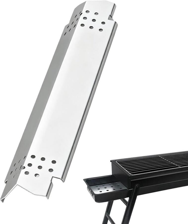 Grill Warmteplaten Vlamverdeler Schild Gelijkmatig Grillen Oxidatiebestendig Roestvrij Staal 38 x 12 x 5 cm Zilver
