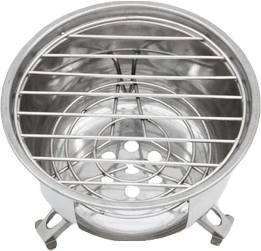 Grill Wokbrander Draagbare Barbecue Buiten Koken Compact Ontwerp 15.3 x 15.3 CM Zilver
