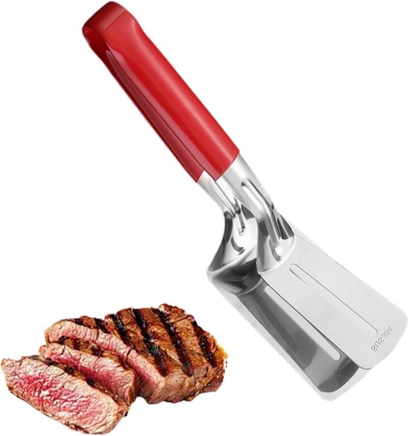 Grillklem Metalen Spateltang Barbecue Koken Anti-Brandwonden Ontwerp 255-30 cm Rood
