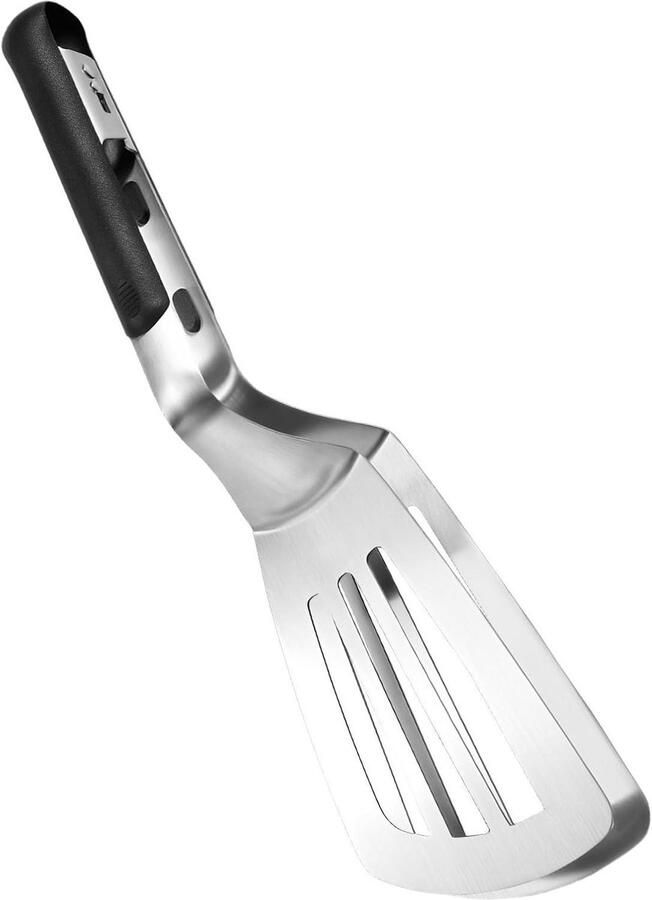 Grillklem Spatel Barbecue Tang Voedsel Omdraaien Dubbele Functie 33 cm Zilver