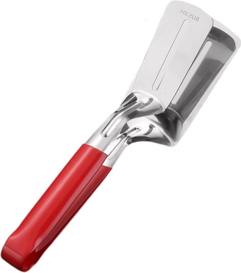 Grillklem Spatel Keukentang Schop Eten Draaien Dubbele Functie 30 cm Rood