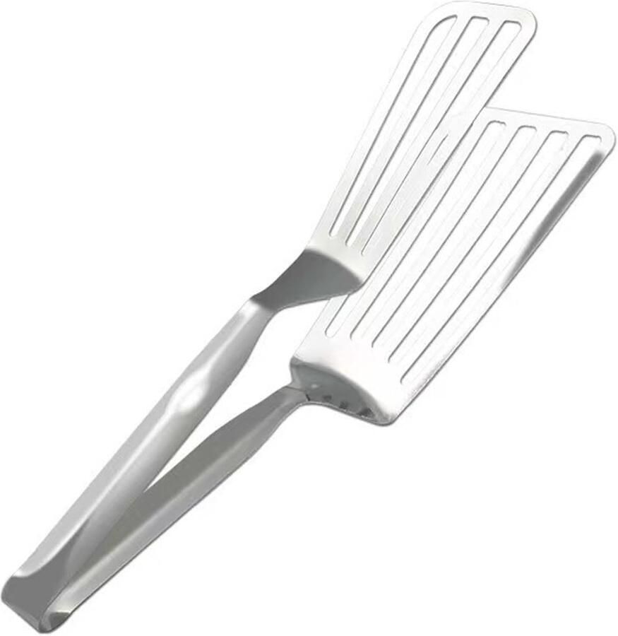 Grillklem Visdraaier Spateltang Keuken Hele Vis Omdraaien Robuust Roestvrij Staal 31 cm Lengte Zilverkleurig