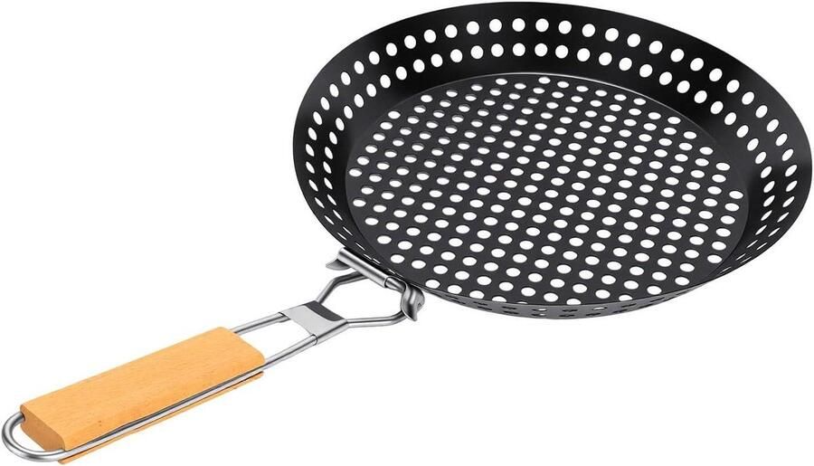 Roestvrijstalen Grillpan Groentemand Mand Buiten Koken Gelijkmatige Warmte Opvouwbaar Ontwerp Zilver