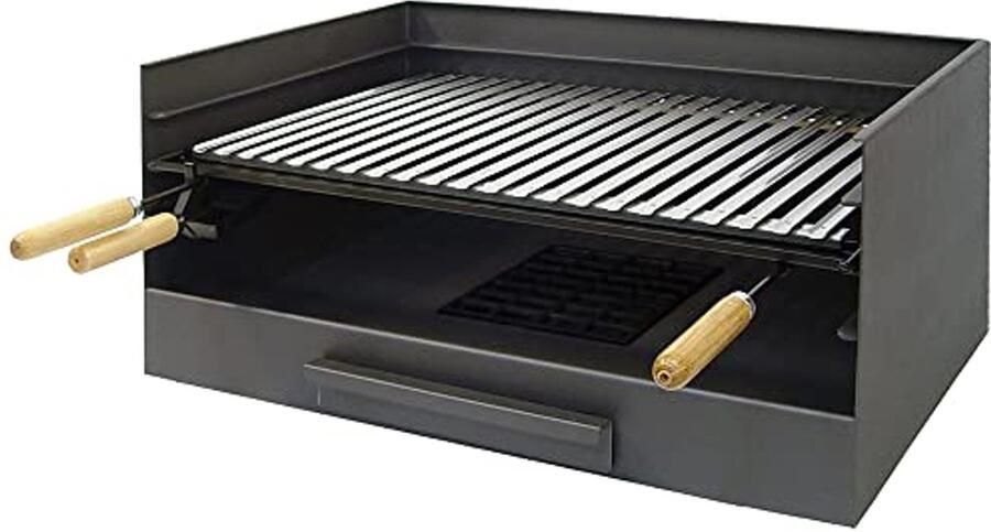 Grilllade met RVS Grillrooster 61 x 40 x 33 cm Grijs Gesmeed - Foto 2