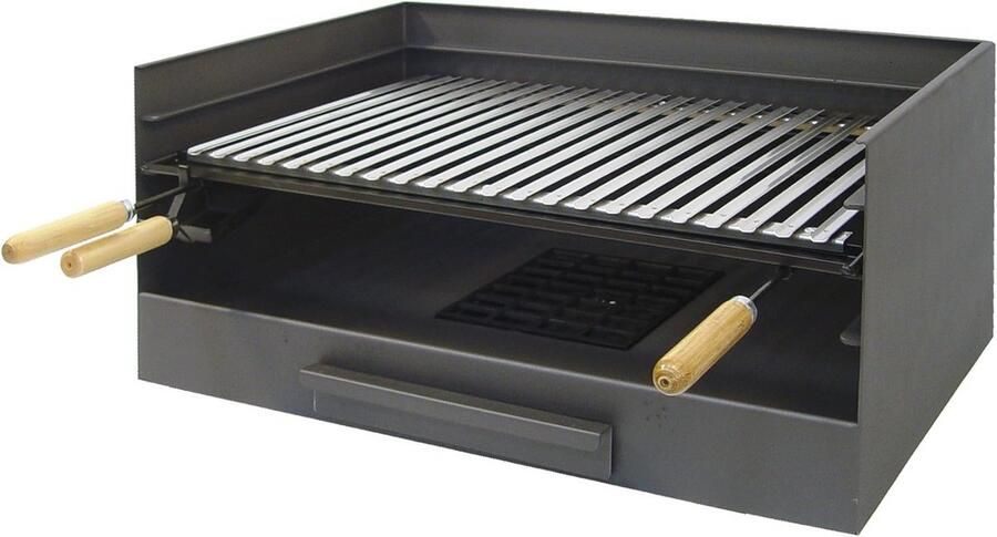 Grilltray met RVS Grillrooster 72 x 40 x 33 cm Grijs