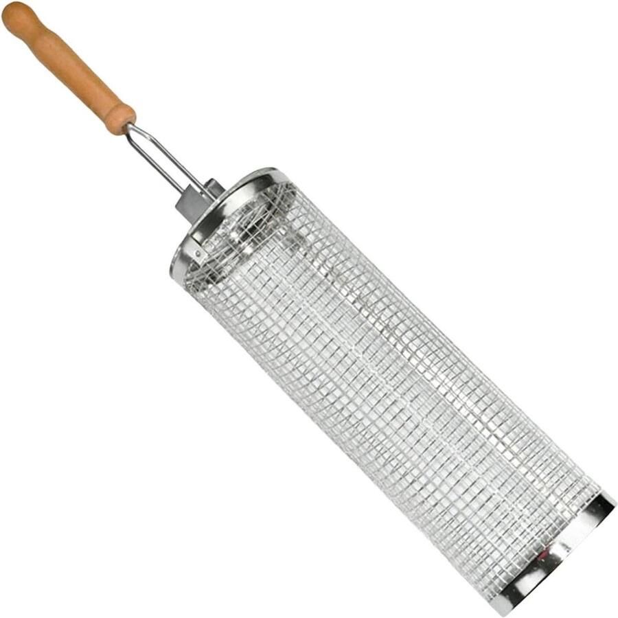 Grillmand Barbecue Kooi Eten Grillen Ronde Mesh Ontwerp 26 cm Zilver