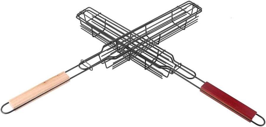 Grillmand Barbecue mand Buiten koken Antiaanbaklaag 49 cm Zilver
