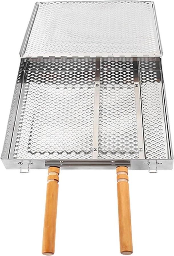 Grillmand Barbecue mand Buiten koken Verdeeld ontwerp 25.5x30.5x4 cm Zilver