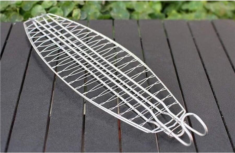 Grillmand Barbecue Mand Vis Grillen Hittebestendig Handvat 48x15cm Zilver