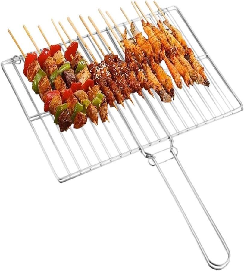 Grillmand Barbecue mand Vis grillen Roestvrij staal 41 x 346 cm Zilver