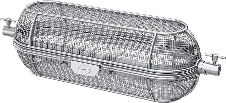 Grillmand BBQ Draaiende spies Gelijkmatig grillen Roestvrij staal 44 cm Zilver