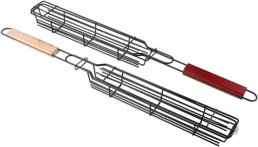 Grillmand BBQ Mand Barbecue Feest Antiaanbaklaag 49 cm Zwart