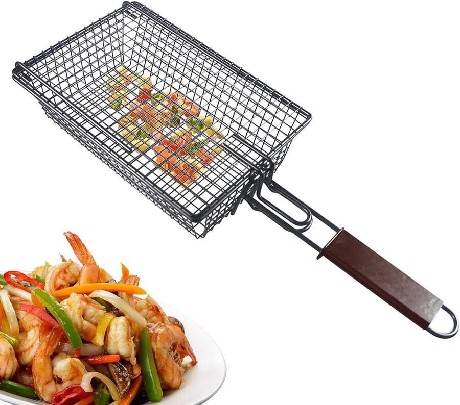 Grillmand BBQ mand Buiten grillen Antiaanbaklaag 38.8 x 29.7 x 11.9 cm Meerkleurig