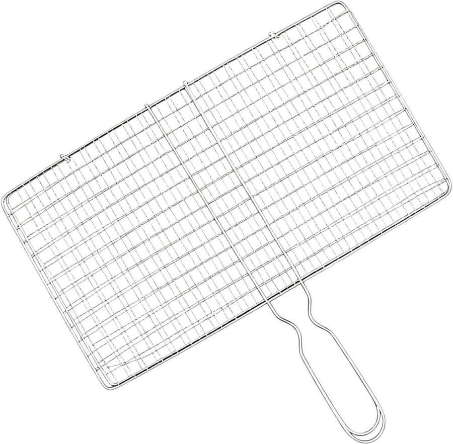 Grillmand BBQ mand Buiten koken Antiaanbakgaas 39x21x14cm Zilver