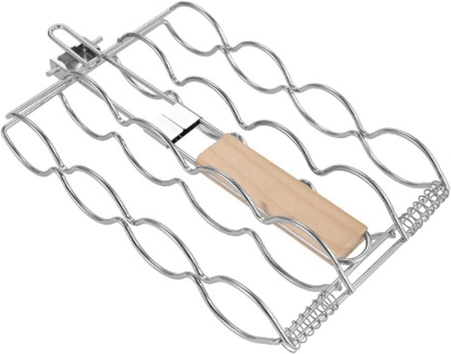 Grillmand BBQ mand rek Buiten koken Hittebestendig metaal 32 x 18 x 6.5 cm Zilver