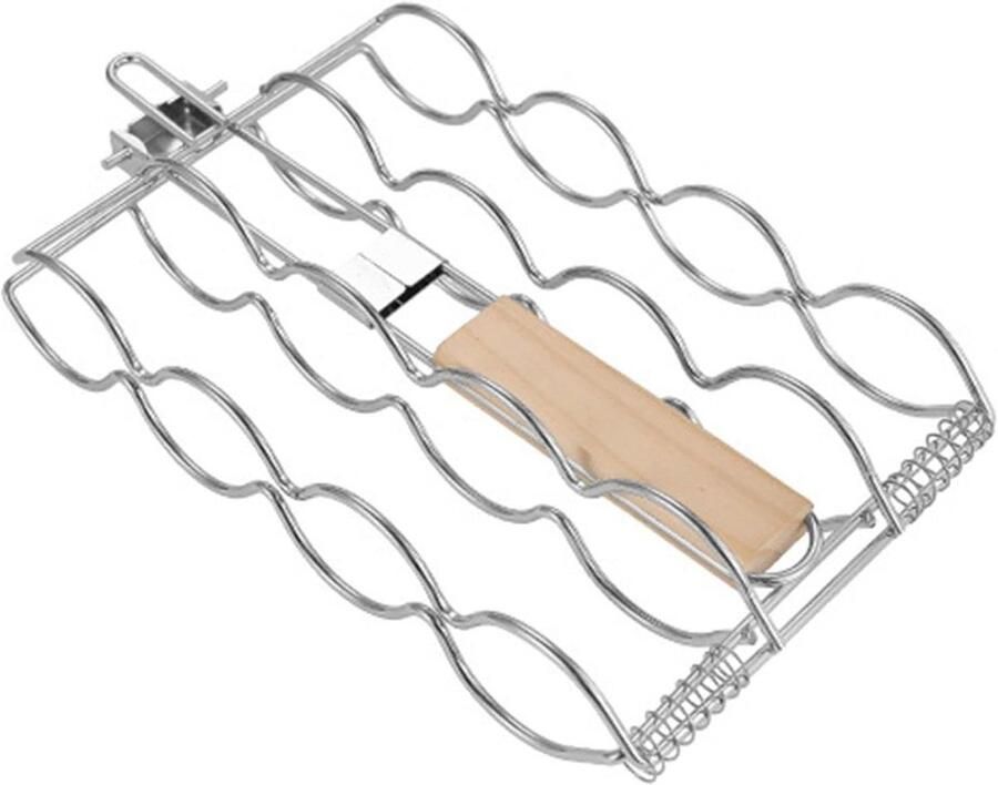 Grillmand BBQ mand rek Buiten koken Multifunctioneel ontwerp 32 x 18 x 6.5 cm Zilver