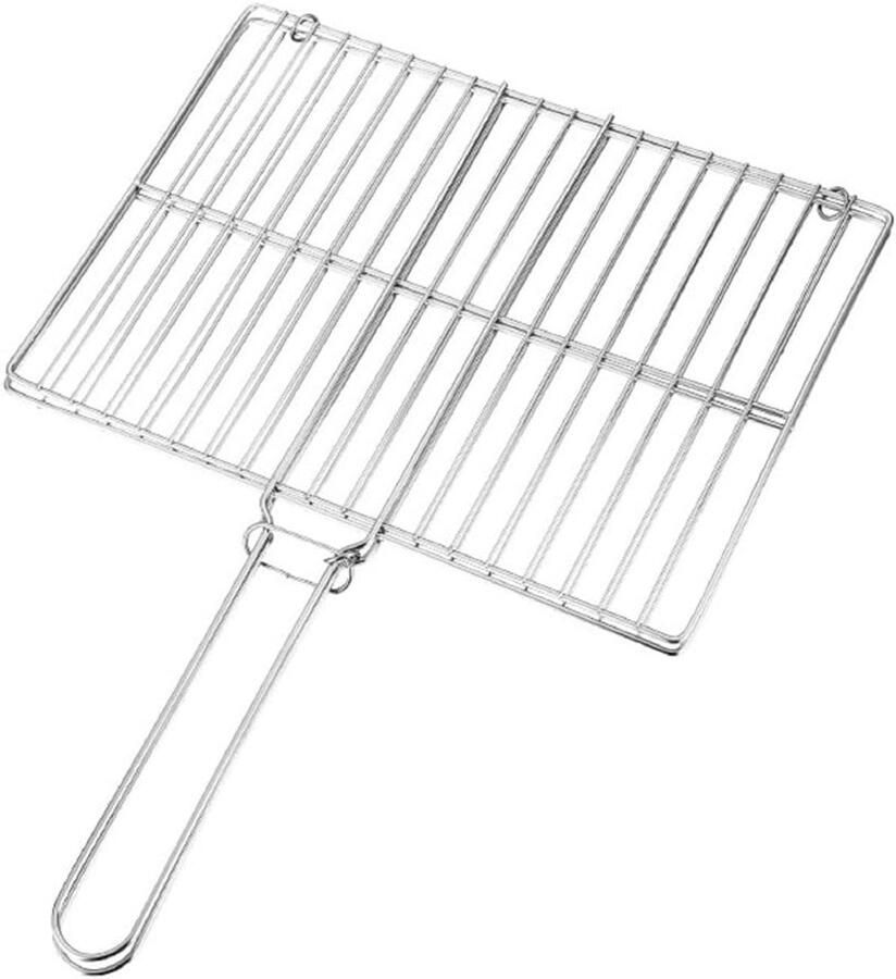 Grillmand BBQ Mand Vis en Groenten Roestvrij Staal 30cm Zilver