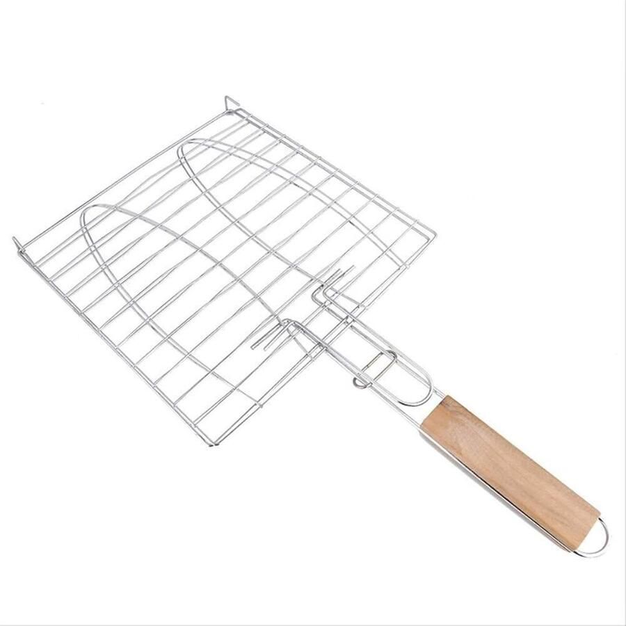 Grillmand BBQ rek Vis grillen Roestvrij staal 45 cm Zilver