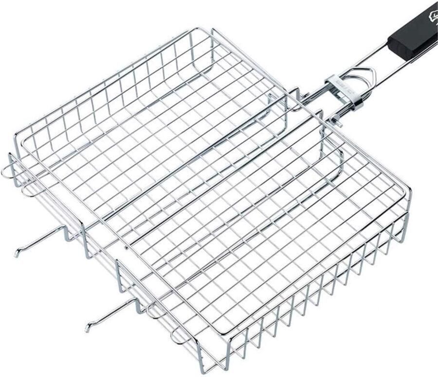 Grillmand BBQ visklem Buiten koken Roestvrij staal 30.5 cm Zwart