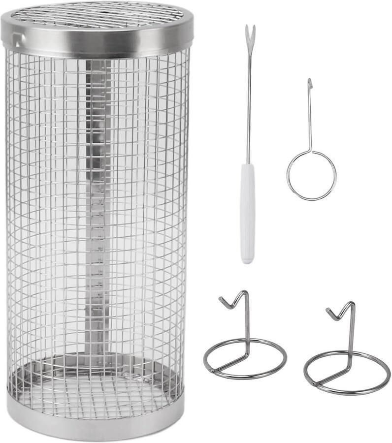 Grillmand Cilinder BBQ Rol Groenten Grillen Roestvrij Staal 20 cm