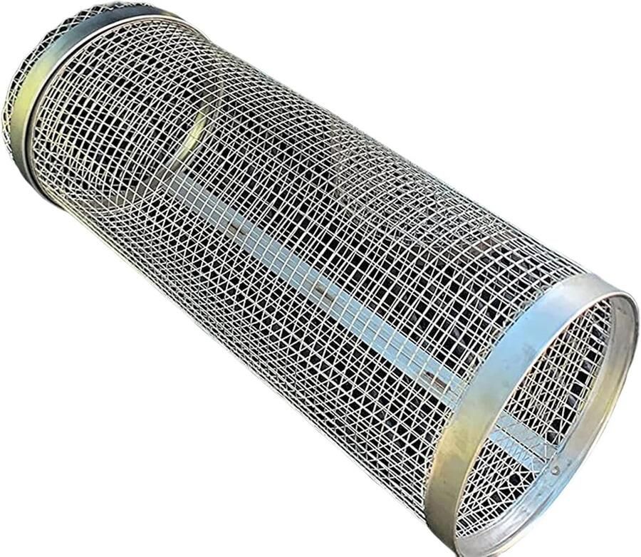 Grillmand Cilinder Roestvrij staal Buiten koken Makkelijk draaien 20 cm Zilverkleurig