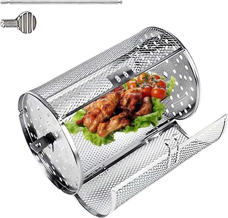 Grillmanden Set Draaiende Ovenkooi Gelijkmatig Grillen Slijtvast Metaal 15.9 x 17.2 cm Meerkleurig