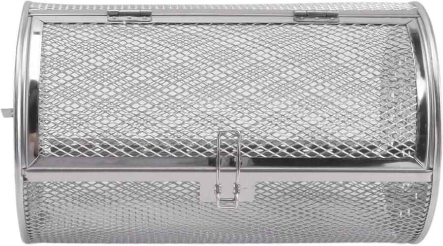 Grillmand Draaiende Kooi Barbecueën 360 Graden Rotatie 19 x 14 x 14 cm Zilverkleurig