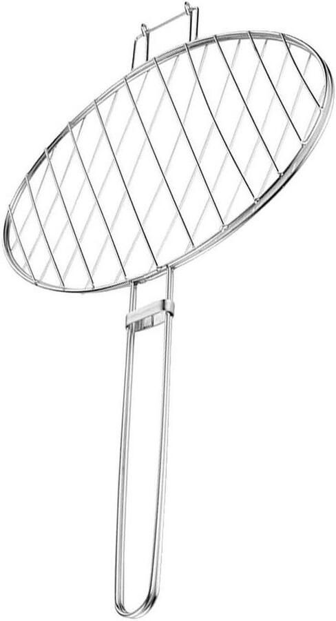 Grillmand Dubbel Vismand BBQ Buiten Koken Verstelbaar Ontwerp 57x36x1cm Zilver